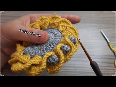 CROCHET: how to crochet a coaster 💗 Easy Tunisian Knitting Çok kolay tığ işi örgü motif model