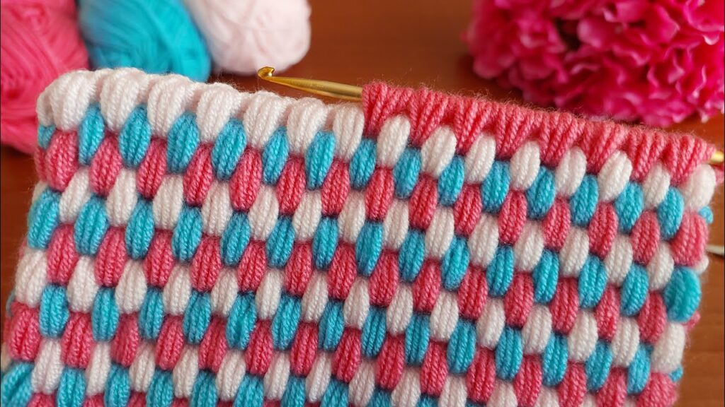 WONDERFUL Very Easy Beautiful Tunisian Knitting Patttern Harika Tunus İşi Çok Kolay Örgü Modeli