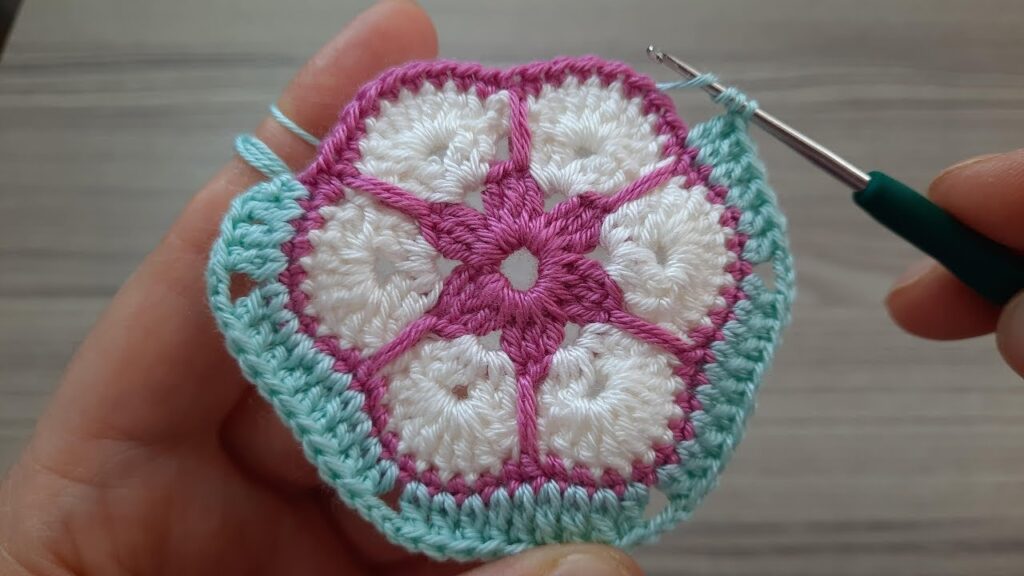Super Easy Hexagonal Flower Crochet Knitting Motif🥰Decorative Crochet Coffee Coaster