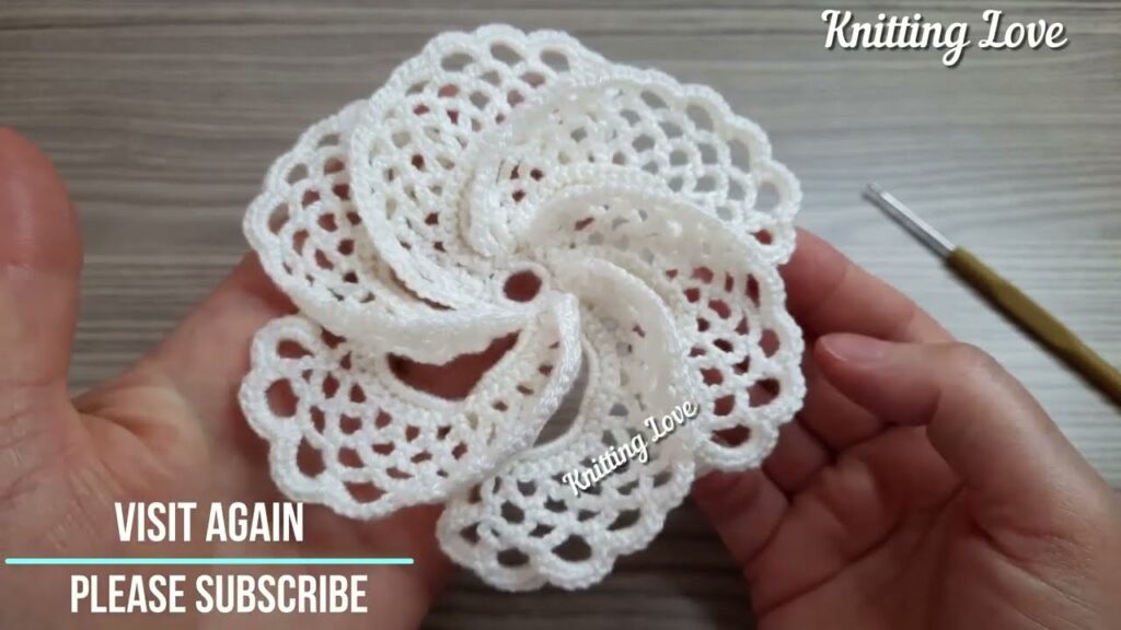 “Crafting 3D Crochet Flower: Easy & Stunning! 🌸✨ #CrochetMagic #KnittingArt