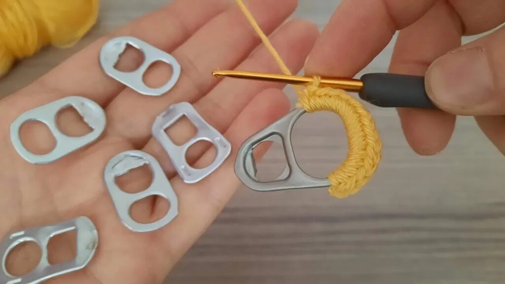 Creating Magic with a Strawberry Lid: Learn to Craft an Crochet Heart Keychain Using a Soda Tab