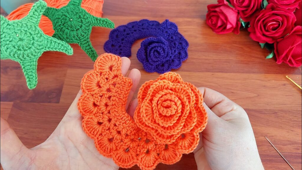 🌹 3D⚡💯Crochet Flower💯👌 Wonderful & Easy Crochet Rose Making for Beginners – 4K Quality! #crochet