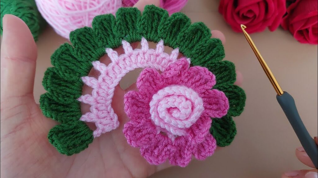 Stunning 3D Flowers and Leaves:Crocheting and Learning Guide 🌷💯 Amazing Crochet Tea Rose with Leaves