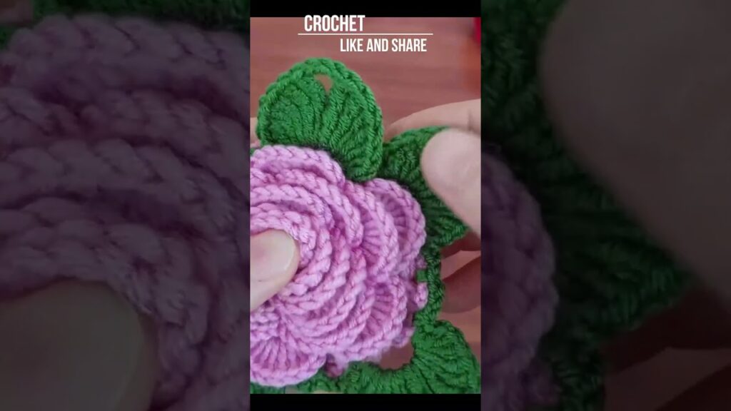 💯Wonderful Crochet: How to Make 3D Tea Rose with Leaves🌷