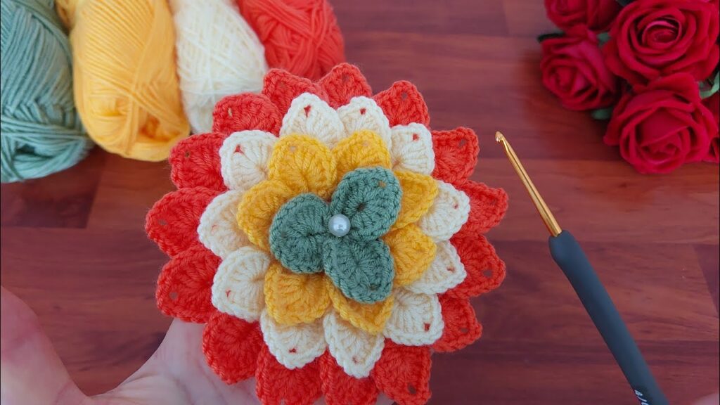 3D⚡💯Wonderful Crochet Flower💯👌 Very Easy Crochet Flower Coaster Making for Beginners. #crochet