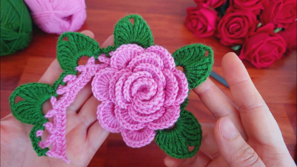 Fantastic 3D Crochet Flower Pattern 🌺 Very Easy Crochet Rose Flower Making for Beginners.