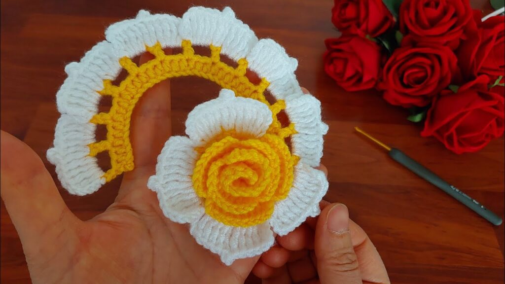 3D⚡💯Wonderful Crochet Flower💯👌 Very Easy Crochet Rose Flower Making for Beginners #crochet