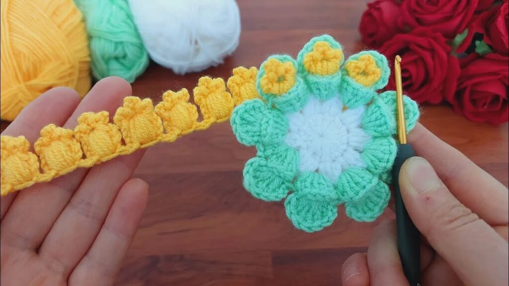 💯 Fantastic 3D Crochet Flower 🌷: Easy Coaster Making for Beginners! #crochet
