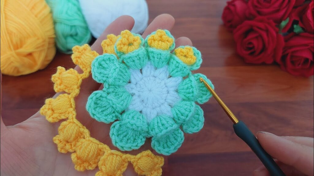 🌷💯Fantastic Crochet 3D Flower💯🌸 Very easy crochet flower coaster making for beginners. #crochet