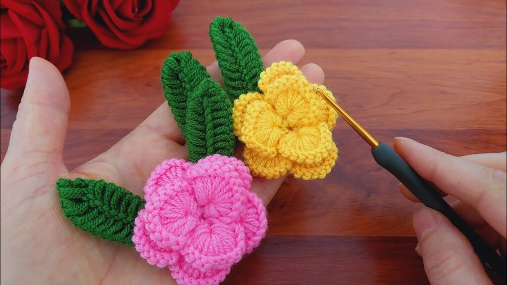 Wow – 3D Crochet pattern model – Very easy crochet rose flower making for beginners