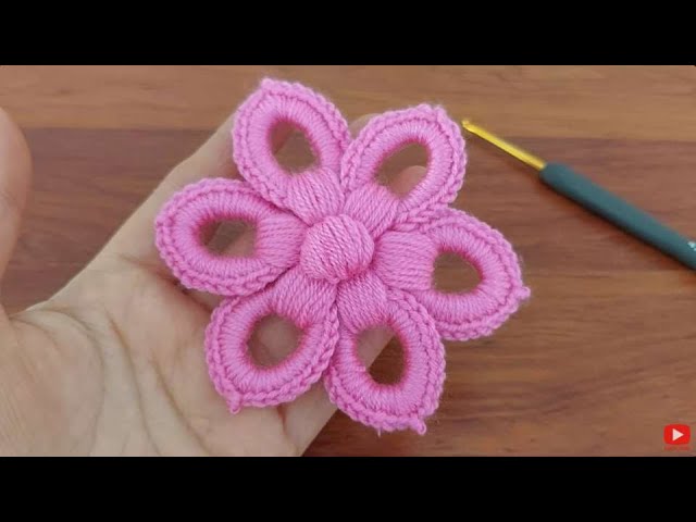 Quick and Easy Crochet Flower Tutorial Perfect for Beginners i made easy crochet pink flower#crochet