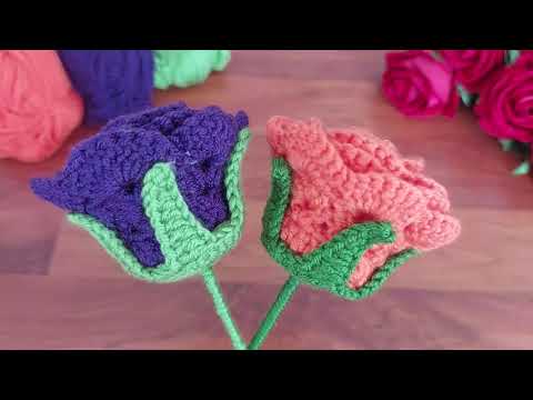 🌹 3D⚡Crochet Flower👌 Wonderful & Easy Crochet Rose Making for Beginners – 4K Quality! #crochet