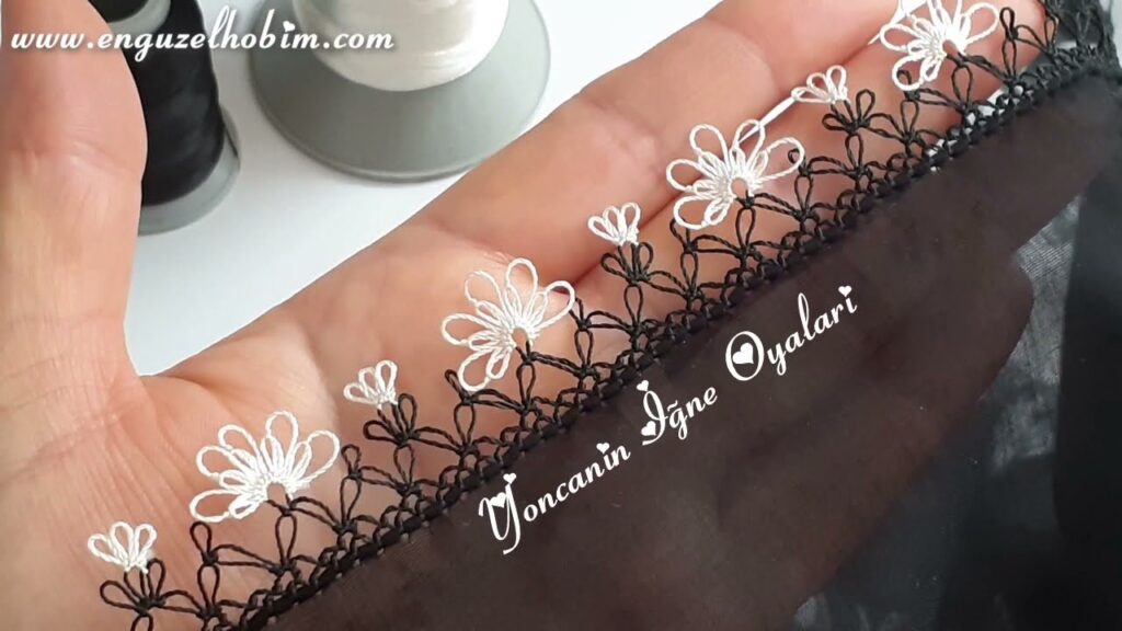 Analı Kızlı Sıralı Muhteşem Çıtı Pıtı Siyah Yazma Yapımı Çok Kolay İğne Oyası Modeli🌼