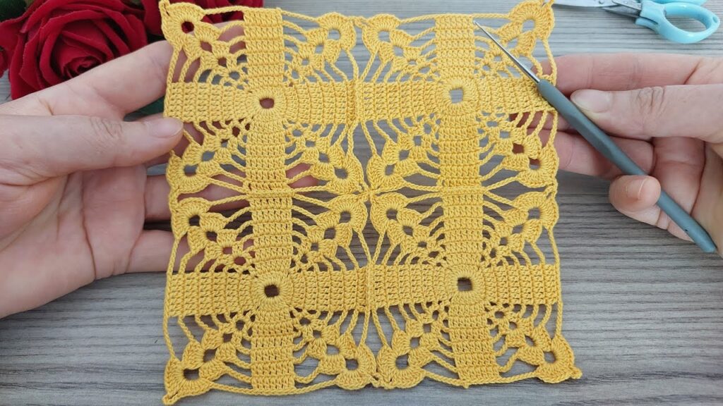 Super Easy Beautiful Square Crochet Pattern | Beginner-Friendly Knitting Tutorial-Tığ İşi Kare Desen